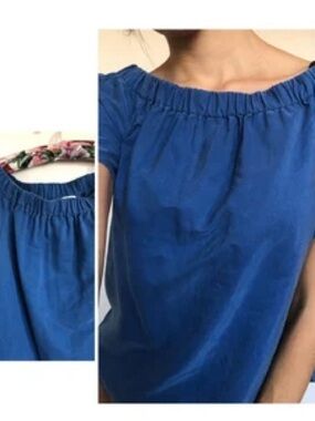 H&M Blue Off-Shoulder Peasant Top
